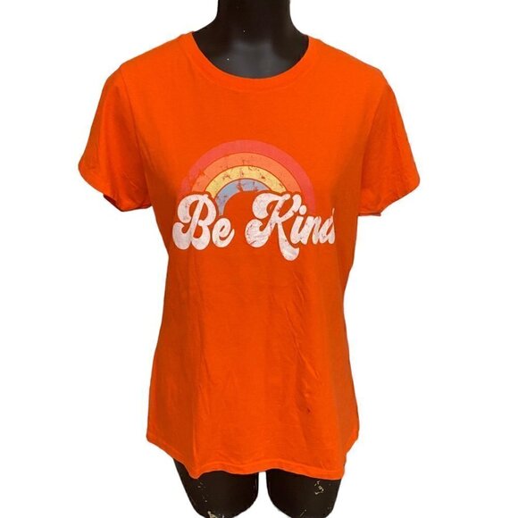 Be Kind Vintage Style Graphic Orange Tee Size Large - Picture 1 of 4